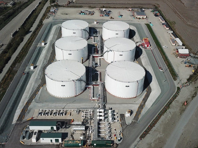 Drone Image of the new Vancouver Airport Fuel Facility Storage Tanks