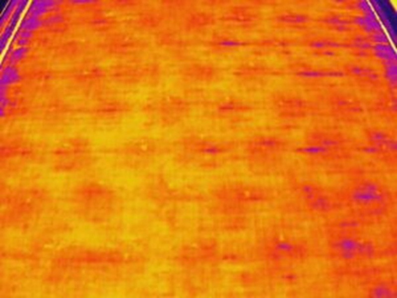 Thermal Drone imagery of a cranberry field that has doughnut issues in growth caused by the sprinkler system not watering evenly